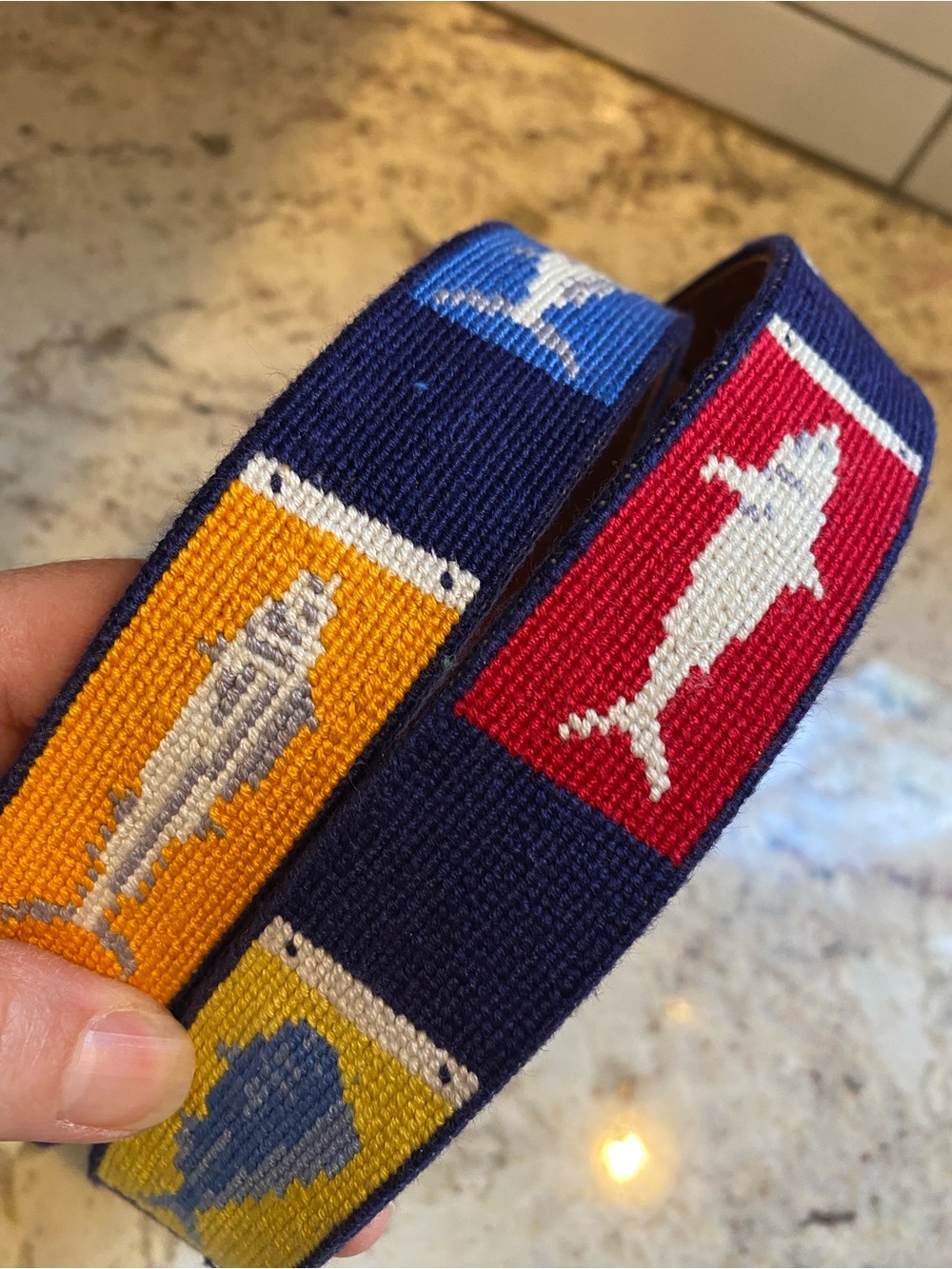 Smathers & Branson $195 Sportfishing Needlepoint Belt 40” EUC